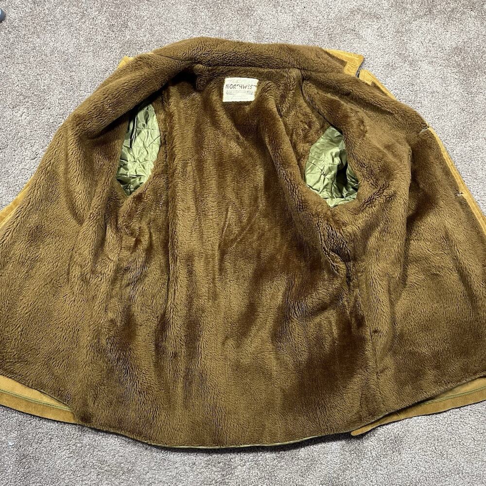 Vintage Northwest Corduroy Sherpa Lined Belted Jacket Womens Large - Picture 12 of 16